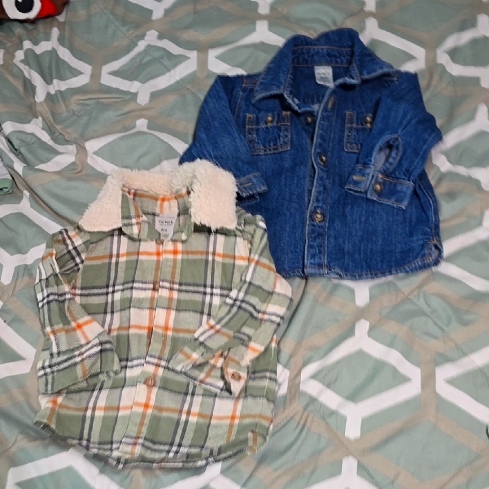 Denim and Plaid Kids Jacket Set